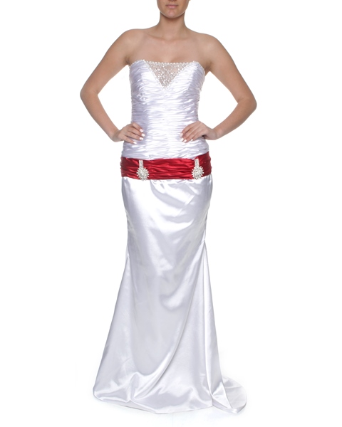 Wedding Dresses White Red Belt